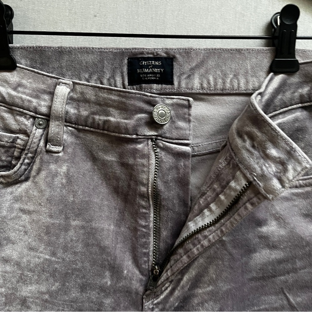 Citizens of Humanity Harlow ankle High rise slim velvet purple pants Sz 29 - Picture 5 of 14